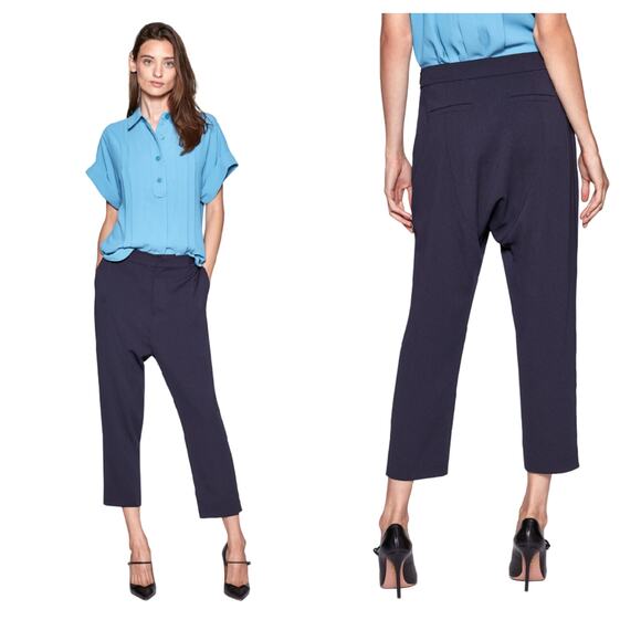 EQUIPMENT Femme Small Charlyne Trouser Pants Eclipse Navy - Picture 1 of 10